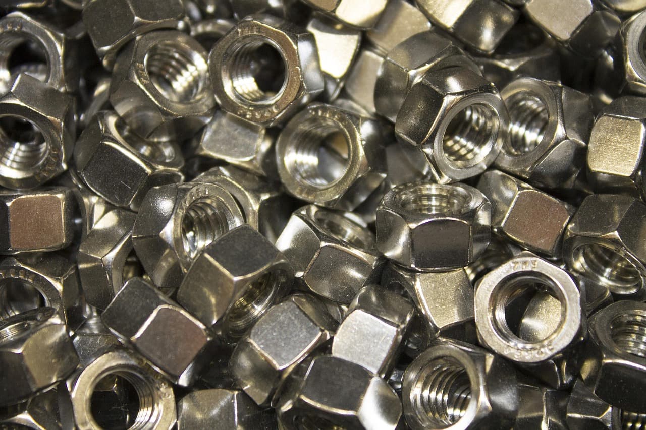 A heap of steel nuts